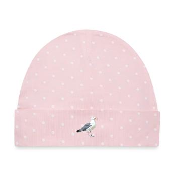 Küstenmöwe Cartoon-Illustration - Baby Premium Organic Mütze - Rosa/Weiße Punkte - Vorne