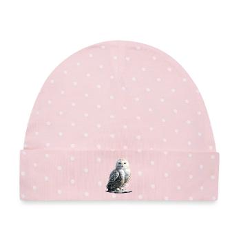 Schneeeule Weiße Eule Kauz Uhu Owl Schnee Eulen - Baby Premium Organic Mütze - Rosa/Weiße Punkte - Vorne