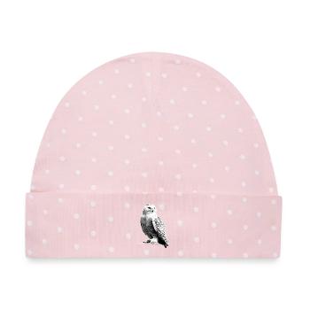 Schneeeule Weiße Eule Kauz Uhu Owl Schnee Eulen - Baby Premium Organic Mütze - Rosa/Weiße Punkte - Vorne