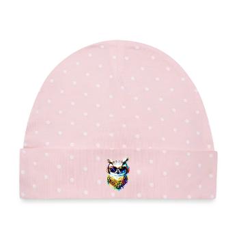 Schneeeule Weiße Eule Kauz Uhu Owl Schnee Eulen - Baby Premium Organic Mütze - Rosa/Weiße Punkte - Vorne