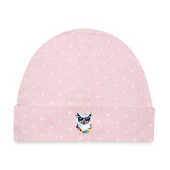 Schneeeule Weiße Eule Kauz Uhu Owl Schnee Eulen - Baby Premium Organic Mütze - Rosa/Weiße Punkte - Vorne