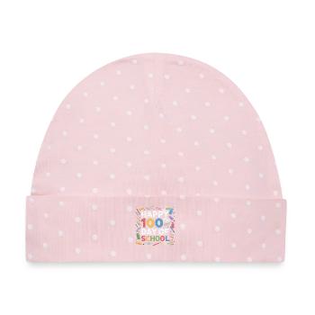 Hundertster Schultag Jubiläum - Baby Premium Organic Mütze - Rosa/Weiße Punkte - Vorne