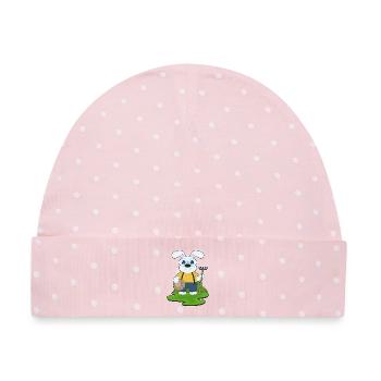 Hase Landwirt Harke Bauernhof - Baby Premium Organic Mütze - Rosa/Weiße Punkte - Vorne