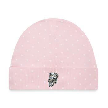 Crystal Skull King Diamond Crown - Baby Premium Organic Mütze - Rosa/Weiße Punkte - Vorne