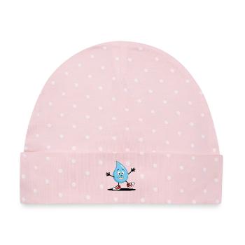 Ein lustiger Wassertropfen Gesicht in Turnschuhen - Baby Premium Organic Mütze - Rosa/Weiße Punkte - Vorne