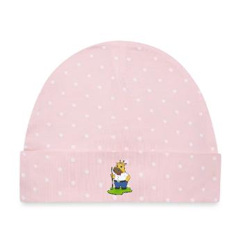 Giraffe Billiard Queue Sport - Baby Premium Organic Mütze - Rosa/Weiße Punkte - Vorne