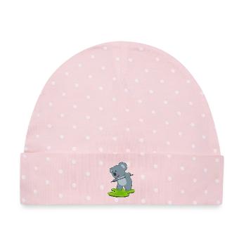 Koala Billiard Queue Sport - Baby Premium Organic Mütze - Rosa/Weiße Punkte - Vorne