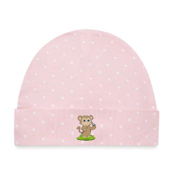 Affe Billiard Queue Sport - Baby Premium Organic Mütze - Rosa/Weiße Punkte - Vorne