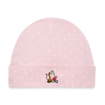Affe Motorrad - Baby Premium Organic Mütze - Rosa/Weiße Punkte - Vorne
