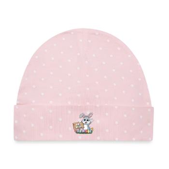 Kalo Pascha Osterhase Griechisches Ostern - Baby Premium Organic Mütze - Rosa/Weiße Punkte - Vorne