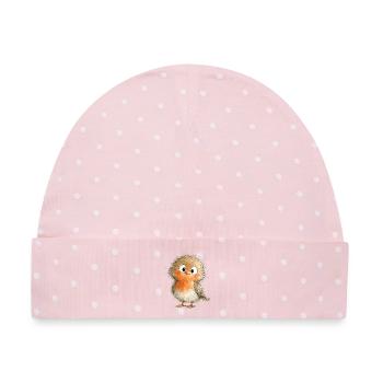 Süßer Robin. - Baby Premium Organic Mütze - Rosa/Weiße Punkte - Vorne