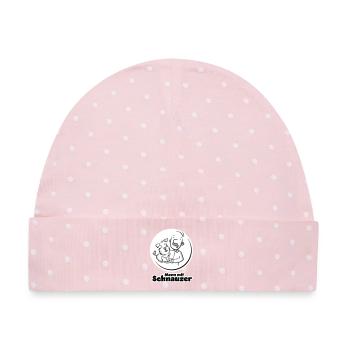 Mann mit Schnauzer (Oberlippenbart) - Baby Premium Organic Mütze - Rosa/Weiße Punkte - Vorne