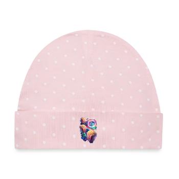 Kosmischer Popcornzauber - Baby Premium Organic Mütze - Rosa/Weiße Punkte - Vorne