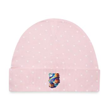 Kosmische Pfannkuchen Galaxie - Baby Premium Organic Mütze - Rosa/Weiße Punkte - Vorne