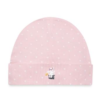 Königskatze mit USA-Sonnenbrille - Baby Premium Organic Mütze - Rosa/Weiße Punkte - Vorne