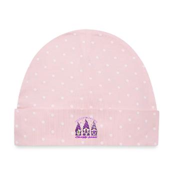 Fibromyalgie-Bewusstseins-Gnom-Fibro-Band - Baby Premium Organic Mütze - Rosa/Weiße Punkte - Vorne