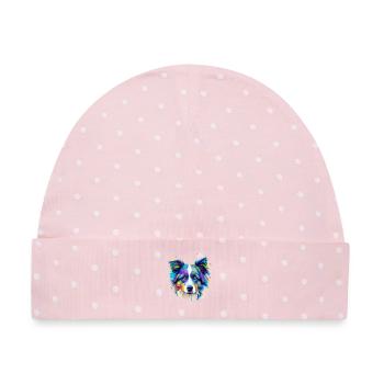 Bunte Australian Shepherd-Kunst - Baby Premium Organic Mütze - Rosa/Weiße Punkte - Vorne