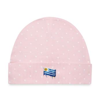 Uruguay Tropfenkunst Flagge - Baby Premium Organic Mütze - Rosa/Weiße Punkte - Vorne