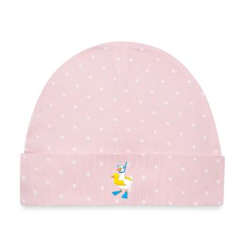 Schnorchelente mit Flossen - Baby Premium Organic Mütze - Rosa/Weiße Punkte - Vorne