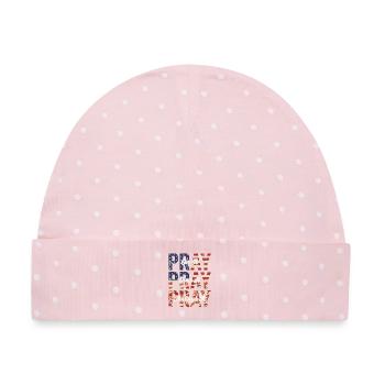 Pray On It Over It Through It – Flag Pattern - Baby Premium Organic Mütze - Rosa/Weiße Punkte - Vorne