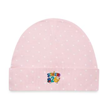 Schulkind 26 bunte Schulzeit - Baby Premium Organic Mütze - Rosa/Weiße Punkte - Vorne