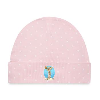 Erdmännchen Strand Strohhut Sommer - Baby Premium Organic Mütze - Rosa/Weiße Punkte - Vorne