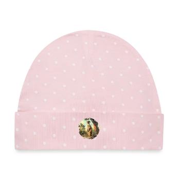Meerkat Erdmännchen - Baby Premium Organic Mütze - Rosa/Weiße Punkte - Vorne