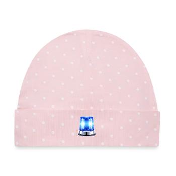 Blaulicht Sirene Hyperrealistisch - Baby Premium Organic Mütze - Rosa/Weiße Punkte - Vorne