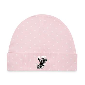 Göttliche Skulptur Noir - Baby Premium Organic Mütze - Rosa/Weiße Punkte - Vorne
