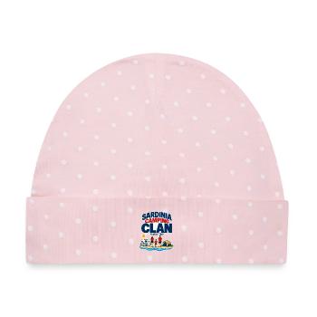 Campinggeschenke, Sardinien Camping Clan Familienausflug - Baby Premium Organic Mütze - Rosa/Weiße Punkte - Vorne