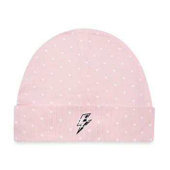 Blitz Blitzschlag Gewitter Strom Sturm - Baby Premium Organic Mütze - Rosa/Weiße Punkte - Vorne