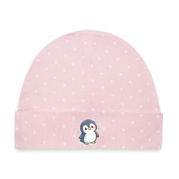 Kuschel pinguin Winterzauber - Baby Premium Organic Mütze - Rosa/Weiße Punkte - Vorne