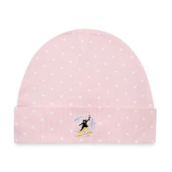 Motivierende Pixelkunst mit einer surfenden Katze - Baby Premium Organic Mütze - Rosa/Weiße Punkte - Vorne