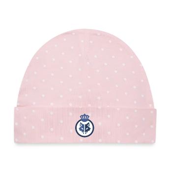 Königlicher Wolfskopf - Baby Premium Organic Mütze - Rosa/Weiße Punkte - Vorne