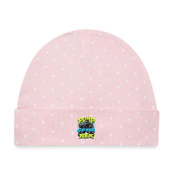 Dino Gym Pump Cover Rex, PR Day Heavy Lifting Vibe - Baby Premium Organic Mütze - Rosa/Weiße Punkte - Vorne
