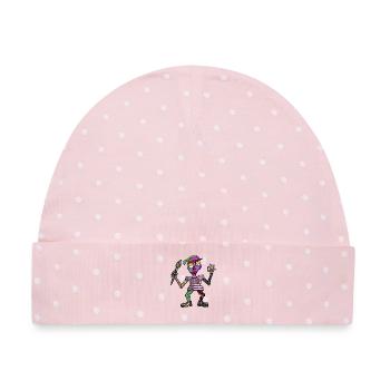 Vibrante Patchwork Wesen - Baby Premium Organic Mütze - Rosa/Weiße Punkte - Vorne