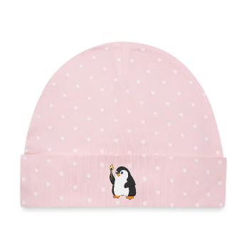 Pinguin Fackel - Baby Premium Organic Mütze - Rosa/Weiße Punkte - Vorne