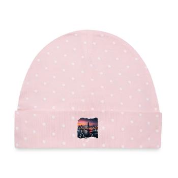 Qingdao Abend Skyline - Baby Premium Organic Mütze - Rosa/Weiße Punkte - Vorne