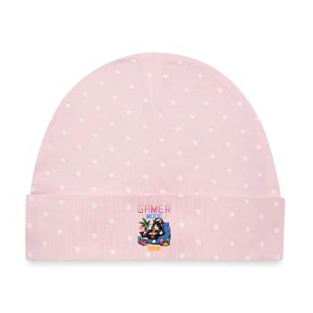 Skeleton Gamer Gaming Halloween - Baby Premium Organic Mütze - Rosa/Weiße Punkte - Vorne