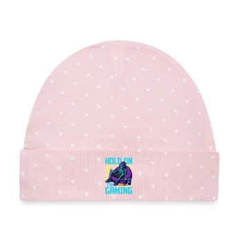 Skeleton Gamer Gaming Halloween - Baby Premium Organic Mütze - Rosa/Weiße Punkte - Vorne