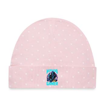Skeleton Gamer Gaming Halloween - Baby Premium Organic Mütze - Rosa/Weiße Punkte - Vorne