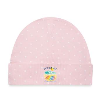 Heute nur Meer – Entspannter Strandtag - Baby Premium Organic Mütze - Rosa/Weiße Punkte - Vorne