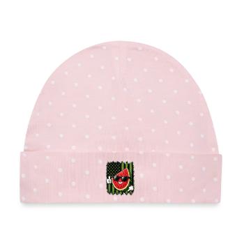 Wassermelone USA Amerikanische Flagge Sonnenbrille - Baby Premium Organic Mütze - Rosa/Weiße Punkte - Vorne