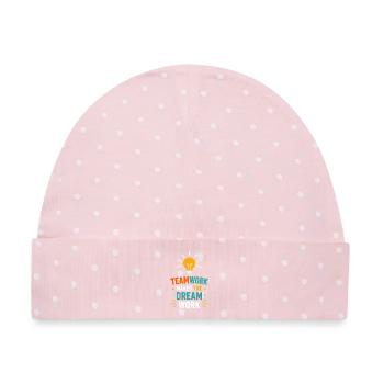 Teamarbeit beleuchtet die Traumarbeit - Baby Premium Organic Mütze - Rosa/Weiße Punkte - Vorne