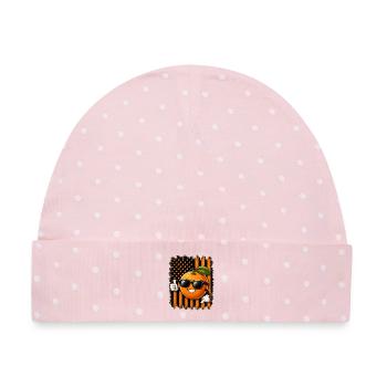Mandarine USA Amerikanische Flagge Sonnenbrille - Baby Premium Organic Mütze - Rosa/Weiße Punkte - Vorne
