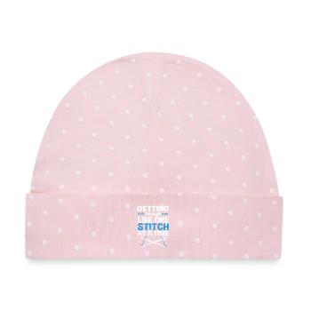 Kreuzstich - Baby Premium Organic Mütze - Rosa/Weiße Punkte - Vorne