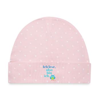 Ich lese, also bin ich! - Baby Premium Organic Mütze - Rosa/Weiße Punkte - Vorne