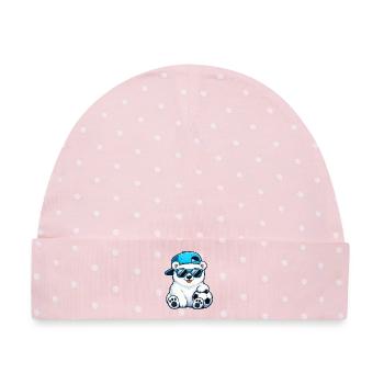 Eisbär Fußball Cool Sommer Cartoon - Baby Premium Organic Mütze - Rosa/Weiße Punkte - Vorne