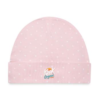 Kook Originaldesign Retro Sunset Surf Skate - Baby Premium Organic Mütze - Rosa/Weiße Punkte - Vorne