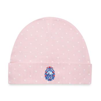 Niederlande | Tulpen, Windmühle & Kanal - Baby Premium Organic Mütze - Rosa/Weiße Punkte - Vorne